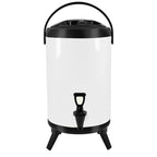 SOGA 8L Stainless Steel Insulated Milk Tea Barrel Hot and Cold Beverage Dispenser Container with Faucet White