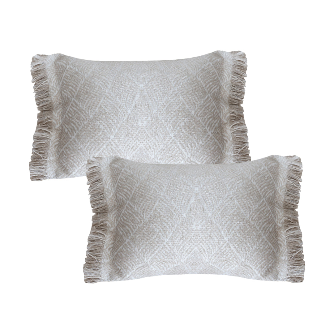SOGA 2X 35x62cm Serene Textured Fringed Cushion Cover
