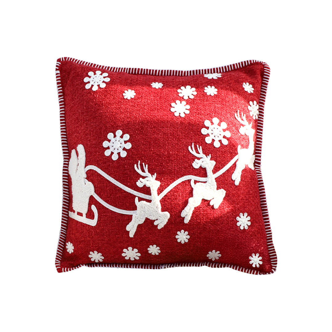 SOGA 45cm Festive Reindeer & Snowflake Christmas Pillowcase