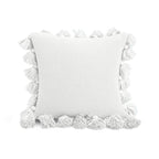 SOGA 45cm Textured Pillowcase with Pom-Pom Trim (Pure White)