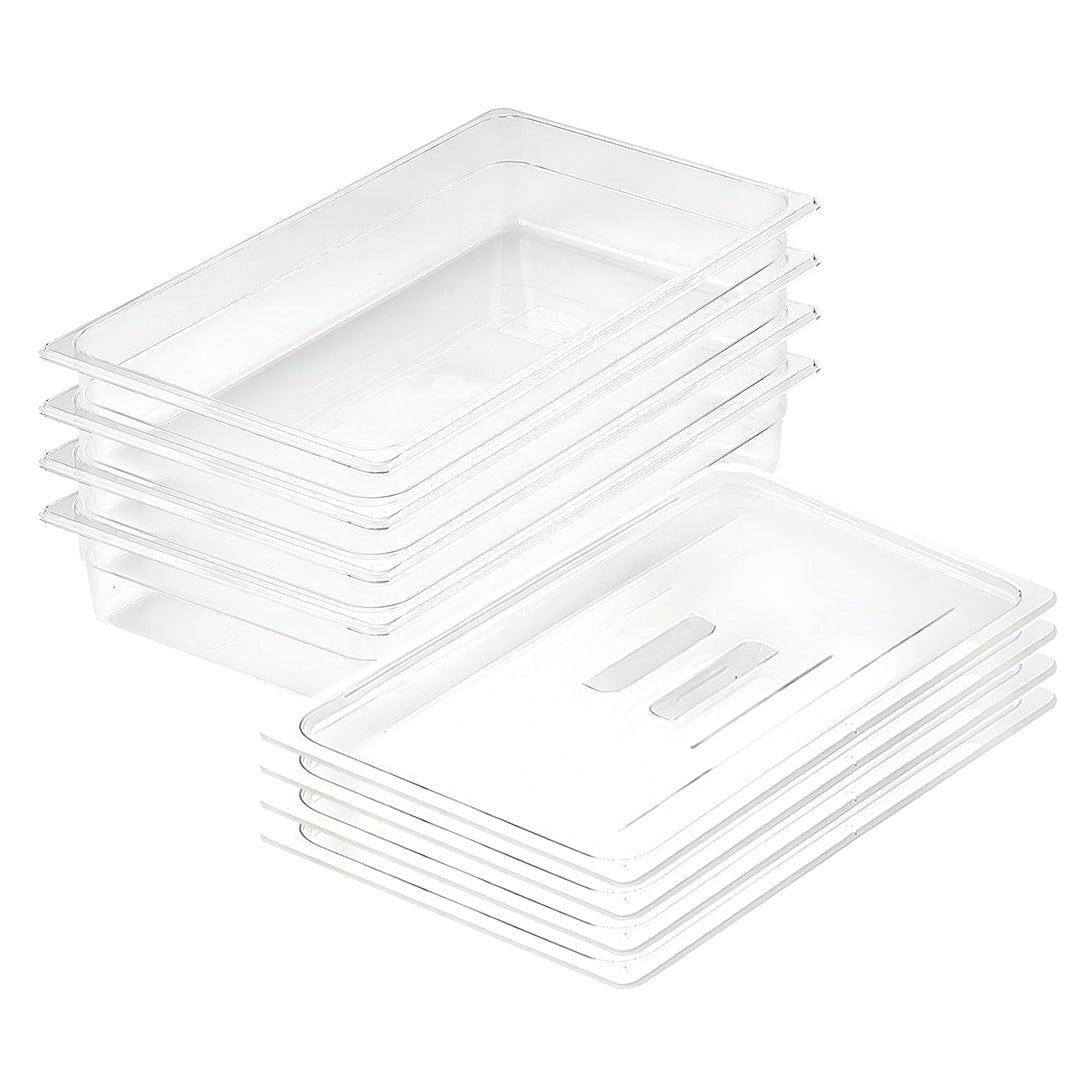 SOGA 100mm Clear Gastronorm GN Pan 1/1 Food Tray Storage Bundle of 4 with Lid