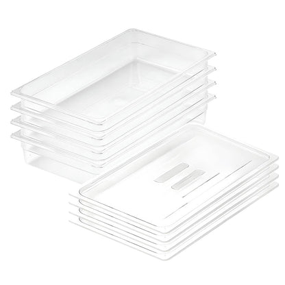 SOGA 100mm Clear Gastronorm GN Pan 1/1 Food Tray Storage Bundle of 4 with Lid