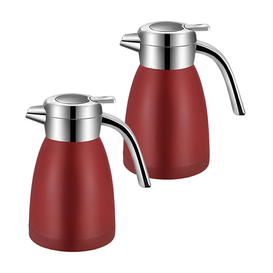 SOGA 2X 1.8L Stainless Steel Kettle Insulated Vacuum Flask Water Coffee Jug Thermal Red