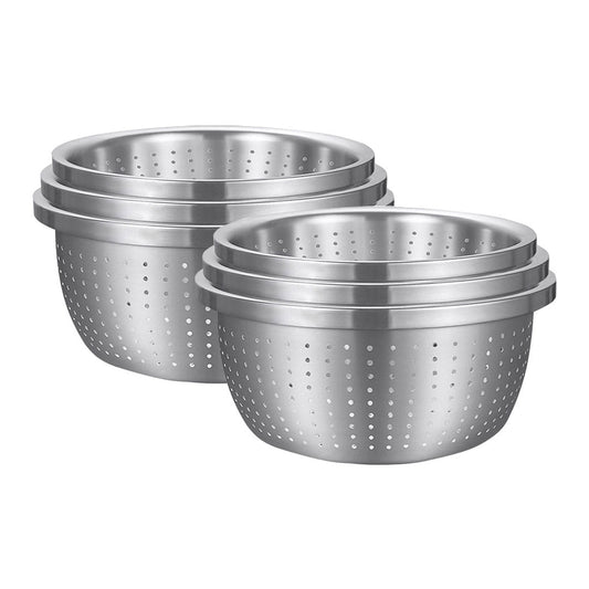 SOGA 2X Stainless Steel Nesting Basin Colander Perforated Kitchen Sink Washing Bowl Metal Basket Strainer Set of 3