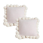 SOGA 2X 45cm Cream Waffle Weave Pillow Covers with Pom Poms – Soft Decorative Cushion Cases for Sofa, Bed & Home Décor