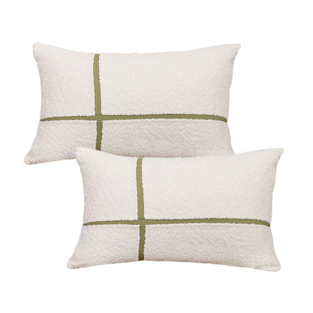 SOGA 2X 30x50cm Cozy Chic Lumbar Pillowcase with Modern Green Stripe