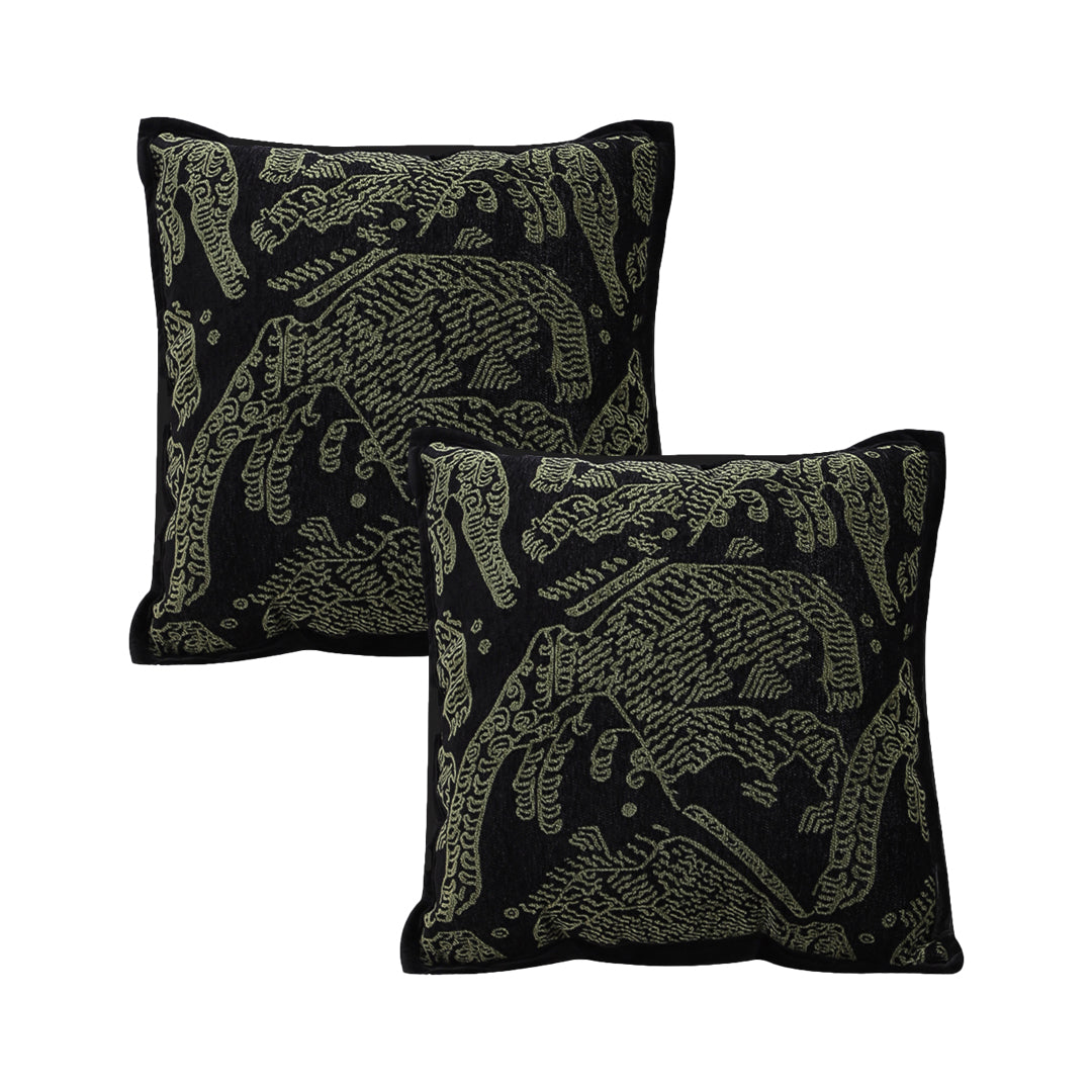 SOGA  2X 45cm Nature-Inspired Midnight Green Embroidered Pillowcase