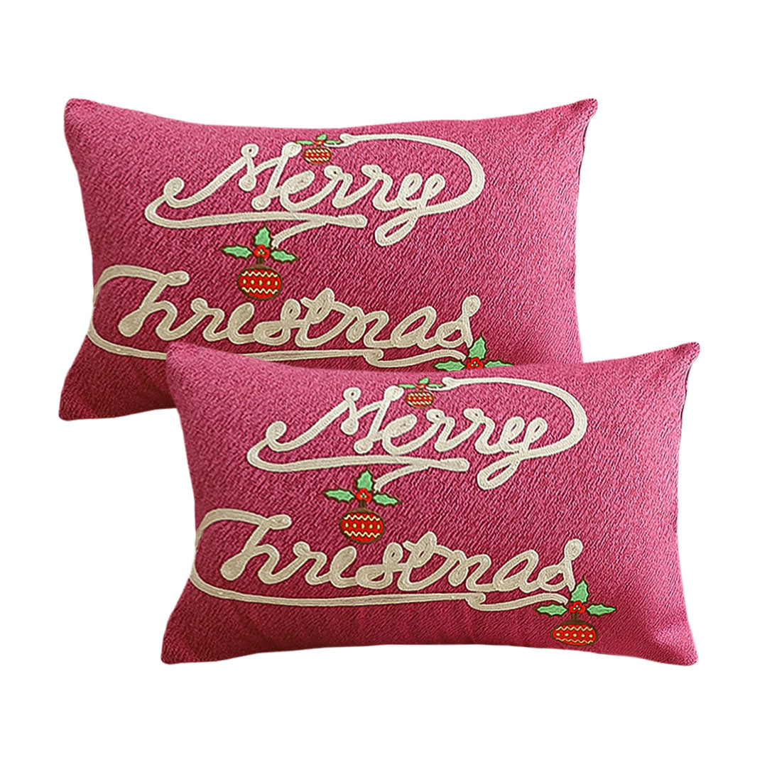 SOGA 2X 40x60cm Elegant "Merry Christmas" Script Pillowcase