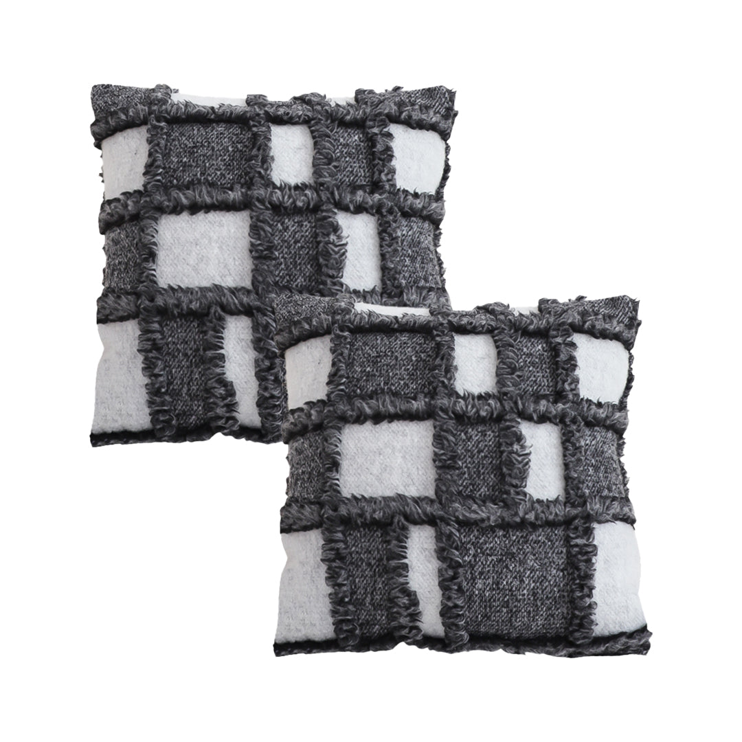 SOGA 2X 45cm Luxurious Faux Fur Textured Checkered Pillowcase