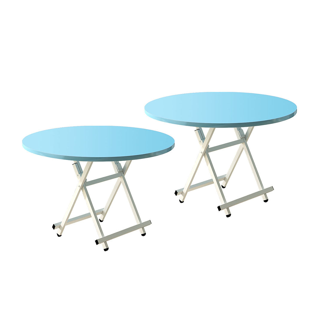 SOGA 2X  Blue Dining Table Portable Round Surface Space Saving Folding Desk Home Decor