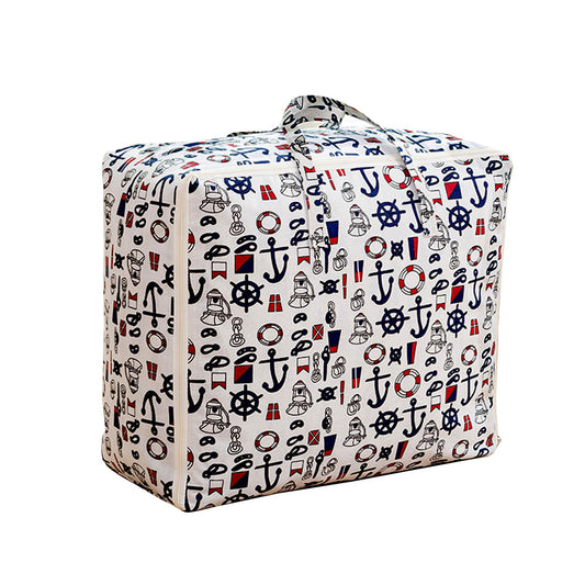 SOGA Nautical Icons Large Storage Luggage Bag Double Zipper Foldable Travel Organiser Essentials