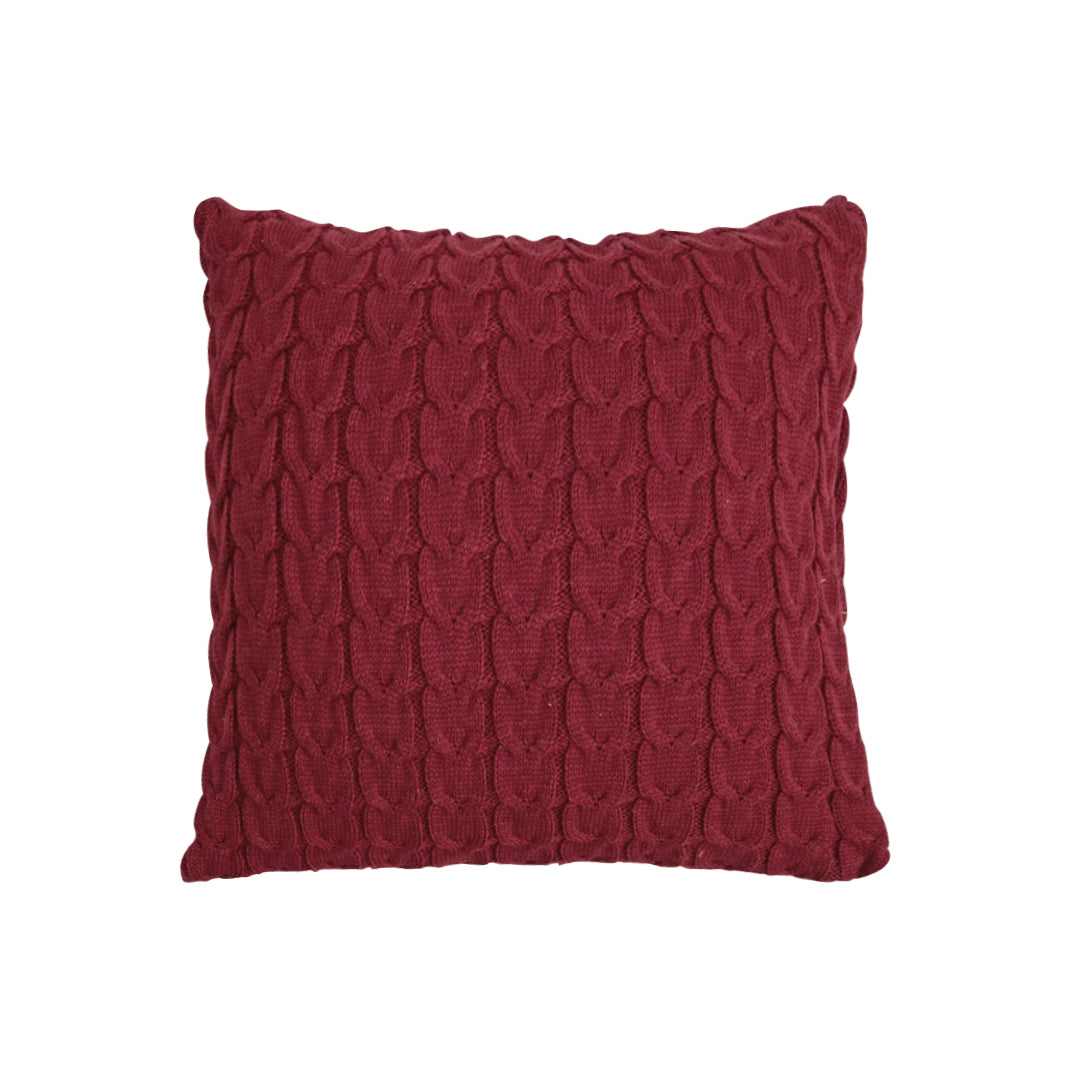 SOGA 45cm Cable Knit Pillowcase (Deep Red)