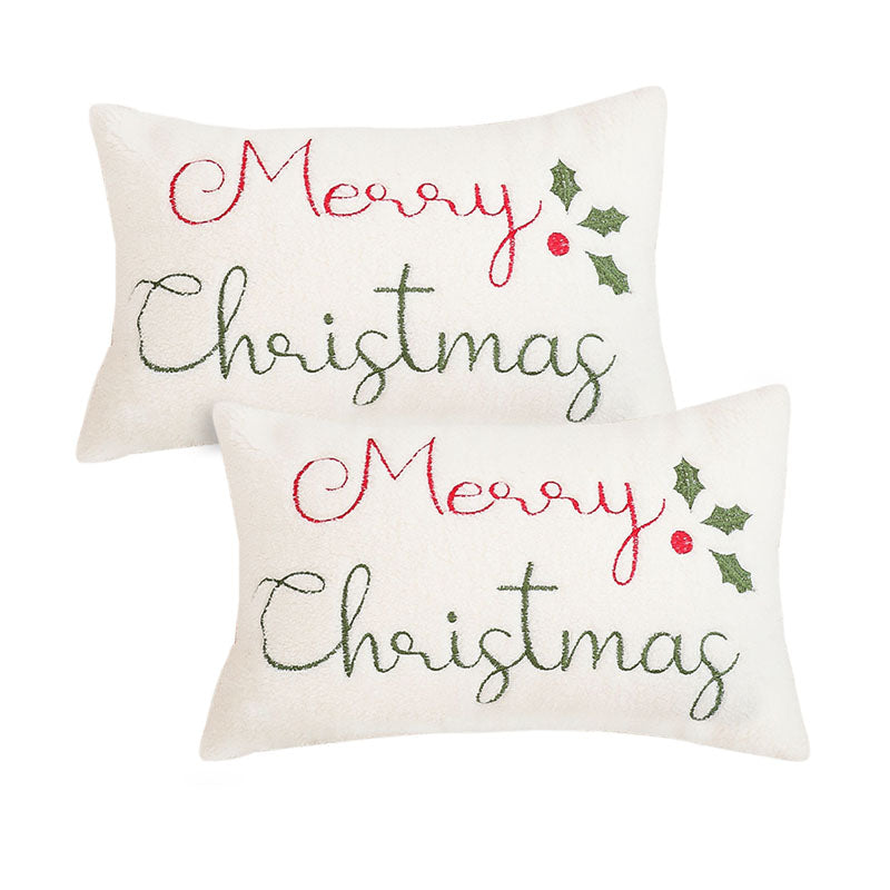 SOGA  2X 45cm Christmas Pine Leaf Lambskin Waist Pillowcase