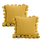 SOGA 2X 45cm Sky Blue Textured Pillowcase with Pom-Pom Trim – Coastal Decorative Cushion Covers