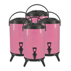 SOGA 4X 3.7 Gal Stainless Steel Insulated Milk Tea Barrel Hot and Cold Beverage Dispenser Container with Faucet Pink