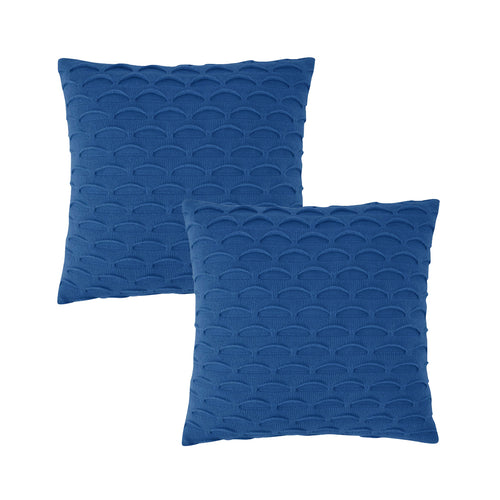 SOGA 2X 45cm Navy Blue Scalloped Wave Pillowcase – Coastal Textured Decorative Cushion Covers