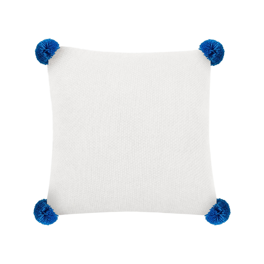 SOGA 45cm Ribbed Knit Pillowcase with Pom-Poms (Cream White)