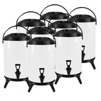 SOGA 8X 2.6 Gal Stainless Steel Insulated Milk Tea Barrel Hot and Cold Beverage Dispenser Container with Faucet White