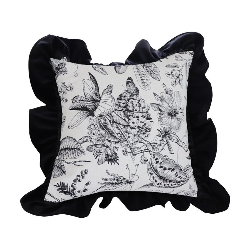 SOGA 45cm Chic Botanical Bliss Black & White Square Pillowcase