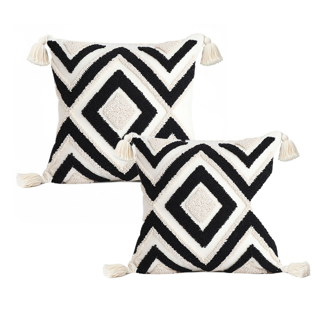 SOGA 2X 45cm Bold Tribal Geometry Pillowcases – Modern Boho Decorative Cushion Covers for Sofa, Bed & Home Décor