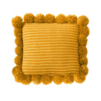 SOGA 45cm Mustard Yellow Ribbed Pillow Cover with Pom Poms
