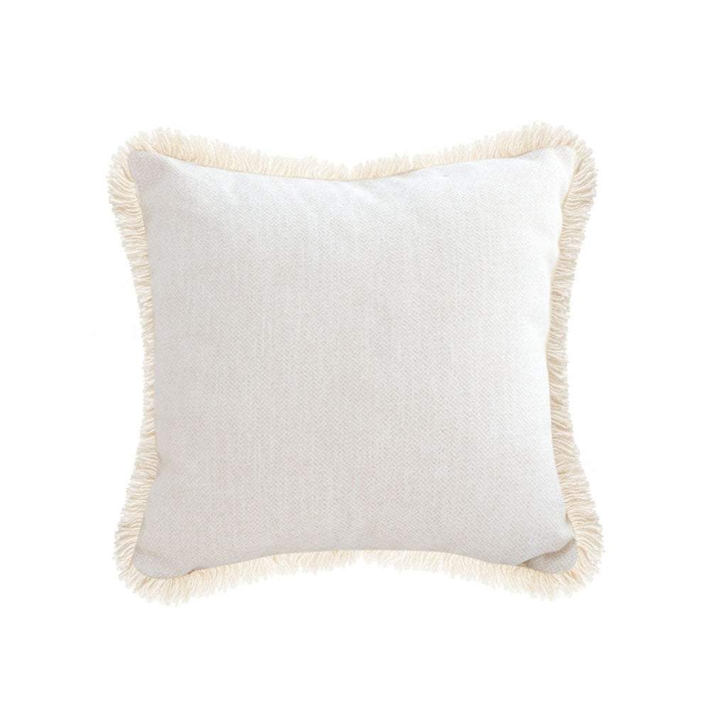 SOGA 42X45 Premium Linen Throw Pillow Cover with Fringe Trim - Cream White