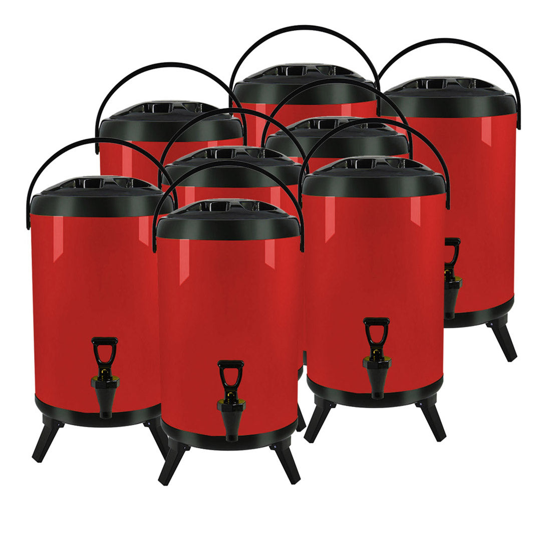 SOGA 8X 4.2 Gal Stainless Steel Insulated Milk Tea Barrel Hot and Cold Beverage Dispenser Container with Faucet Red