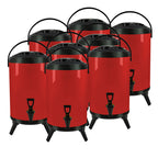 SOGA 8X 4.2 Gal Stainless Steel Insulated Milk Tea Barrel Hot and Cold Beverage Dispenser Container with Faucet Red