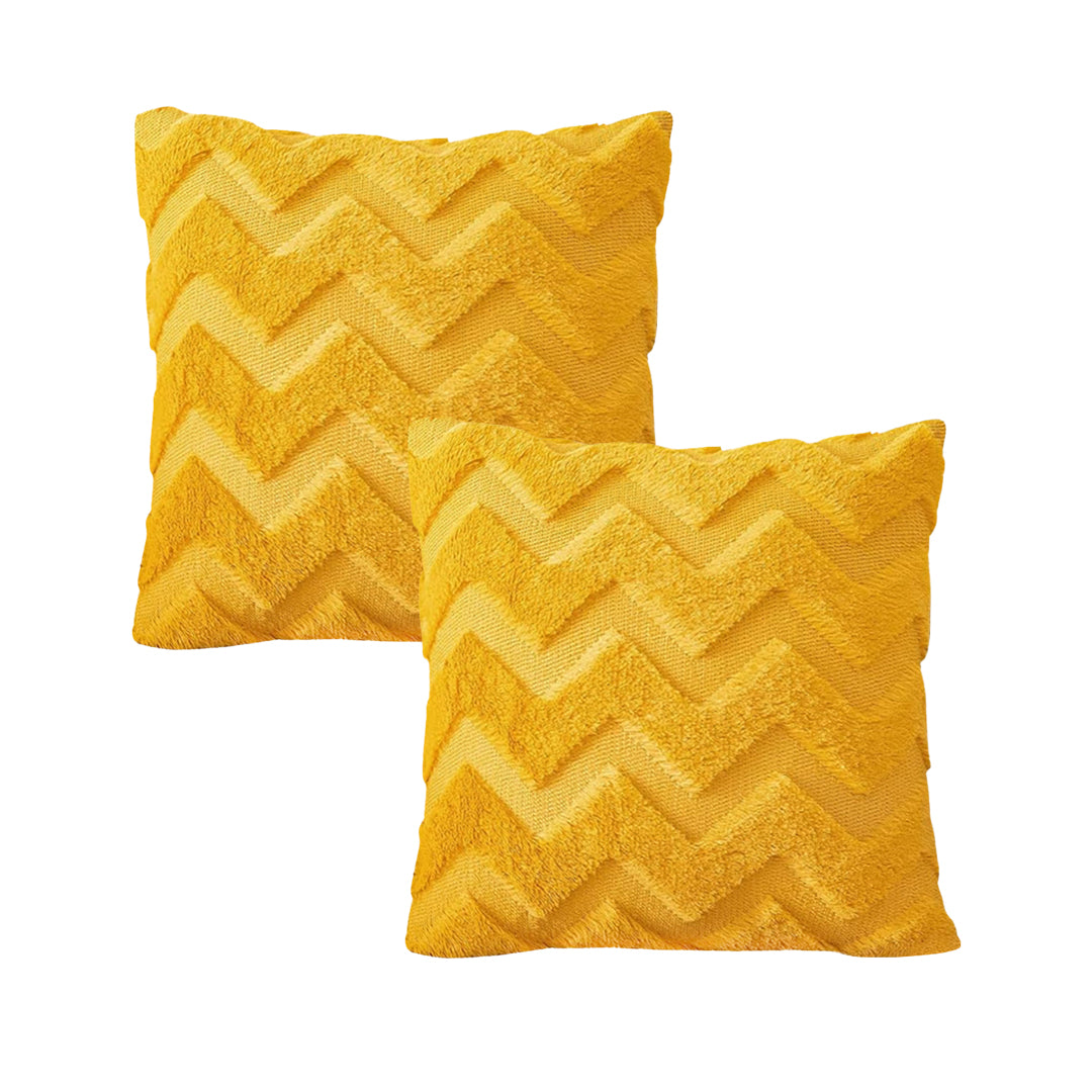SOGA 2-Pack 45cm Chevron Sunshine Pillowcases – Bright Textured Decorative Cushion Covers for Sofa, Bed & Home Décor