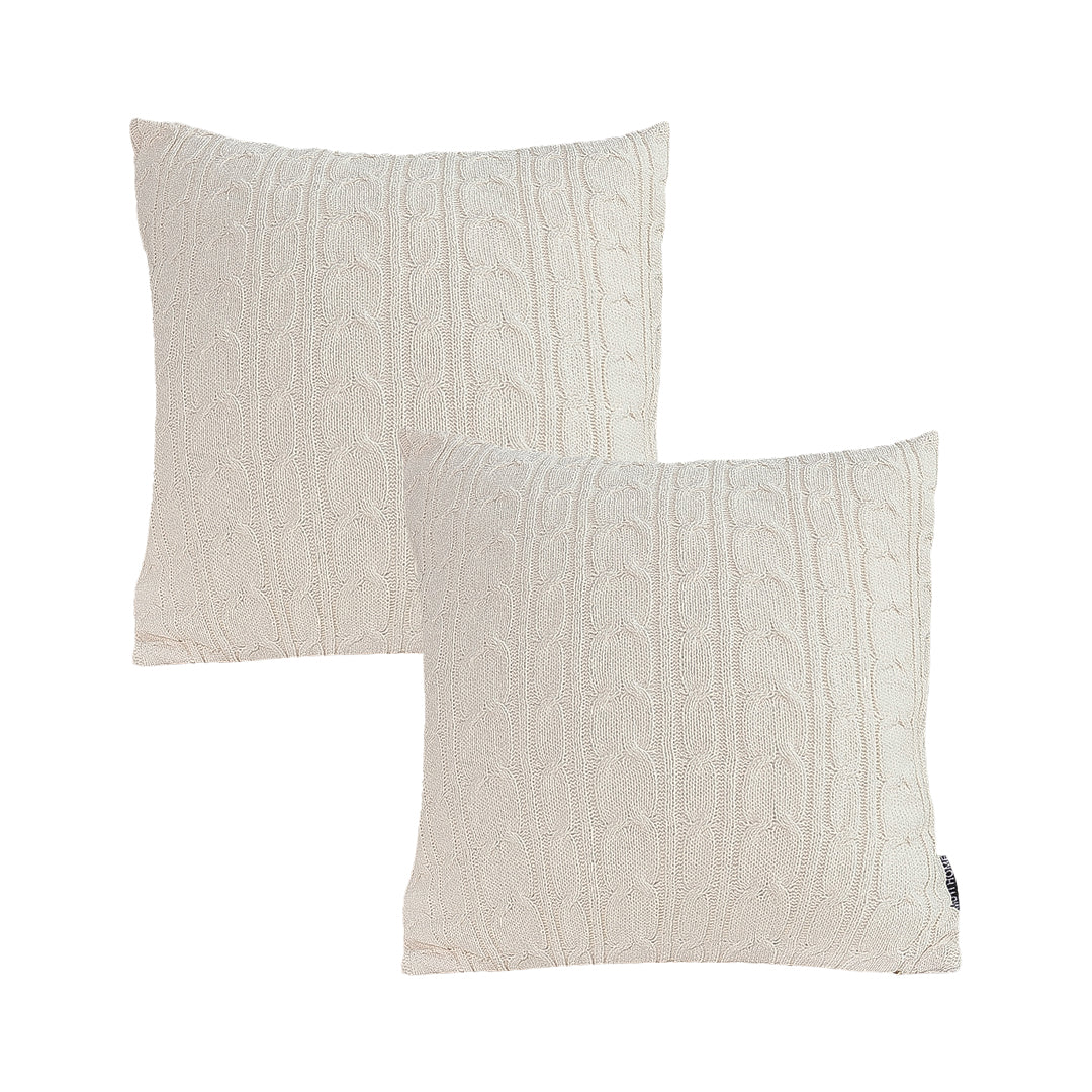 SOGA 2X 45cm Classic Cream Cable Knit Decorative Pillowcase