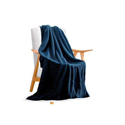 SOGA Throw Blanket Warm Cozy Double Sided Thick Flannel Coverlet Fleece Bed Sofa Comforter Dark Blue