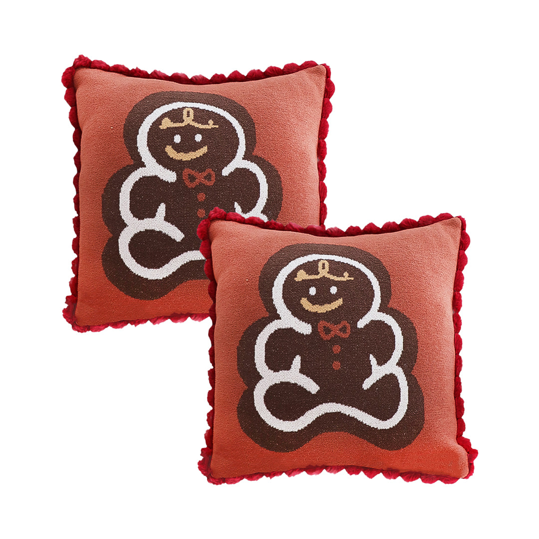 SOGA 2X 45cm Cozy Christmas Gingerbread Man Accent Pillowcase