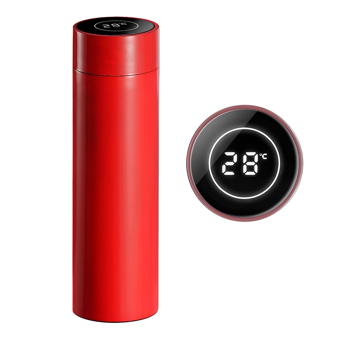 SOGA 500ML Stainless Steel Smart LCD Thermometer Display Bottle Vacuum Flask Thermos Red