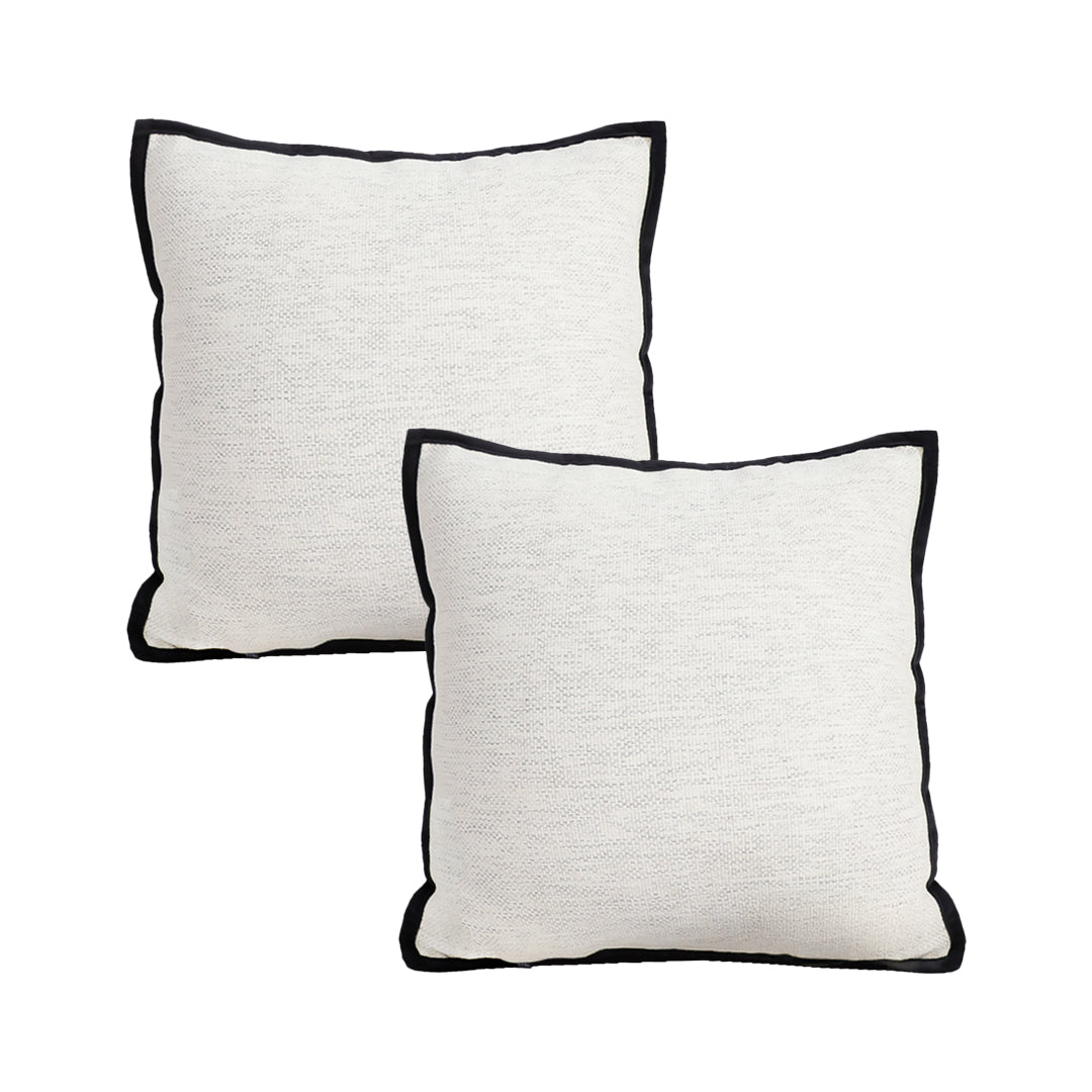 SOGA 2X 45cm Minimalist Cream Pillowcase with Black Piping