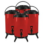 SOGA 4X 3.7Gal Stainless Steel Insulated Milk Tea Barrel Hot and Cold Beverage Dispenser Container with Faucet Red