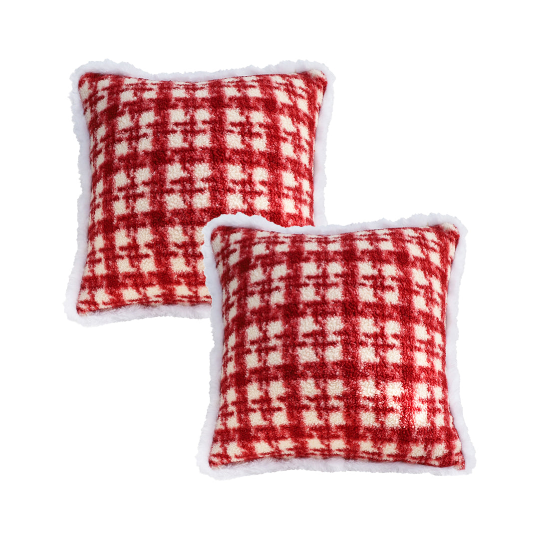 SOGA 2X 45cm Country Plaid Throw Pillow Cover