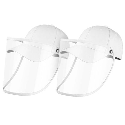 2X Outdoor Protection Hat Anti-Fog Pollution Dust Saliva Protective Cap Full Face HD Shield Cover Adult White