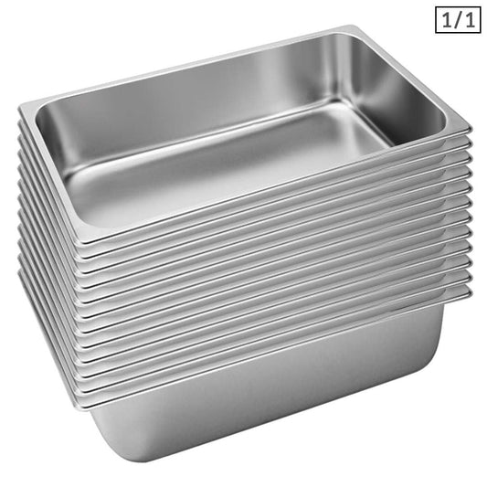 SOGA 12X Gastronorm GN Pan Full Size 1/1 GN Pan 15cm Deep Stainless Steel Tray