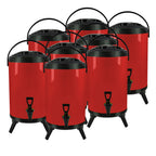 SOGA 8X 3.7 Gal Stainless Steel Insulated Milk Tea Barrel Hot and Cold Beverage Dispenser Container with Faucet Red
