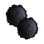 SOGA 2X 45cm Black Vintage Lotus Edge Round Pillowcase – Butterfly Accent