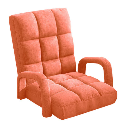 SOGA Foldable Lounge Cushion Adjustable Floor Lazy Recliner Chair with Armrest Orange