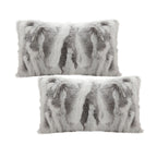 SOGA 2X 30x50cm Luxury Faux Fur Pillowcase (Gray/White)