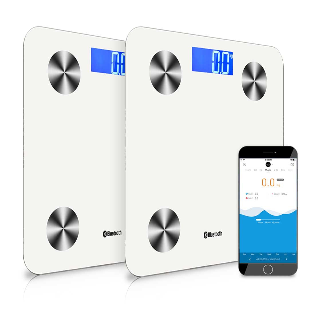 SOGA 2X Wireless Bluetooth Digital Body Fat Scale Bathroom Health Analyser Weight White