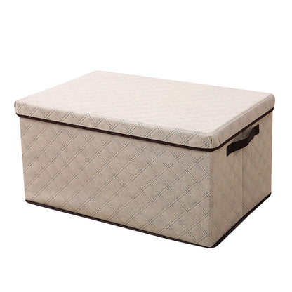 SOGA Medium Beige Non-Woven Diamond Quilt Grid Fabric Storage/Organizer Box