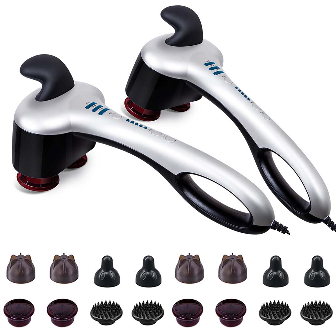 SOGA 2X Portable Handheld Massager Soothing Heat Stimulate Blood Flow Body Massage Silver