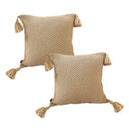 SOGA 2x 50CM Light Brown Pillow with Tassel Accents, Rizzy Transitional Cover Throw Pillow