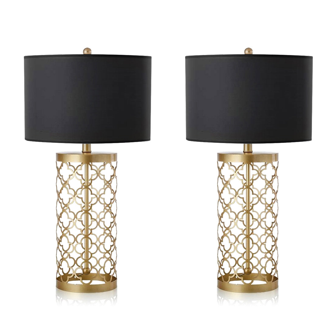 SOGA 2X Golden Hollowed Out Base Table Lamp with Dark Shade