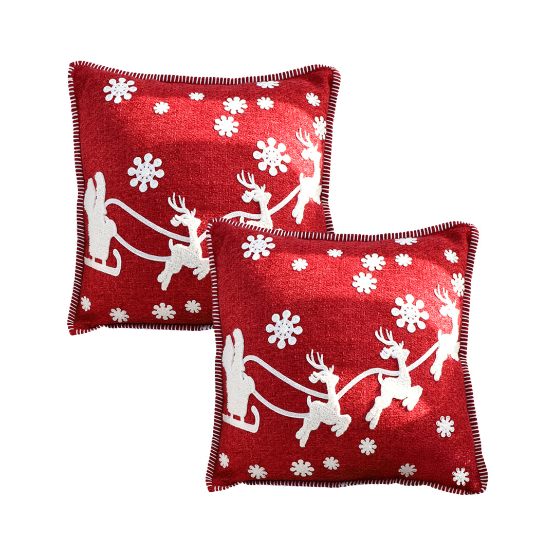 SOGA 2X 45cm Festive Reindeer & Snowflake Christmas Pillowcase