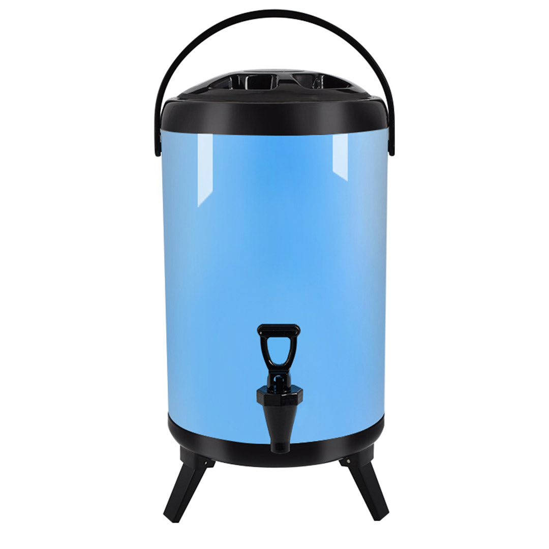 SOGA 2.1 Gal Stainless Steel Insulated Milk Tea Barrel Hot and Cold Beverage Dispenser Container with Faucet Blue