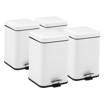 SOGA 4X Foot Pedal Stainless Steel Rubbish Recycling Garbage Waste Trash Bin Square 12L White